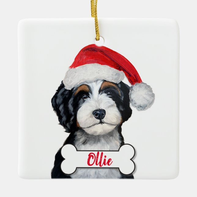 Bernedoodle Dog Ornament (Front)
