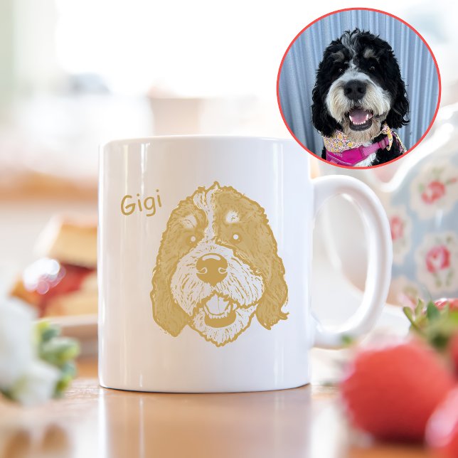 Bernedoodle Dog Personalized Hand Drawing Coffee Mug (Creator Uploaded)