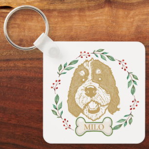 Bernedoodle Dog Personalized Keychain
