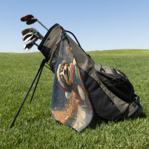 Bernedoodle Dog Roller Coaster Christmas Golf Towel