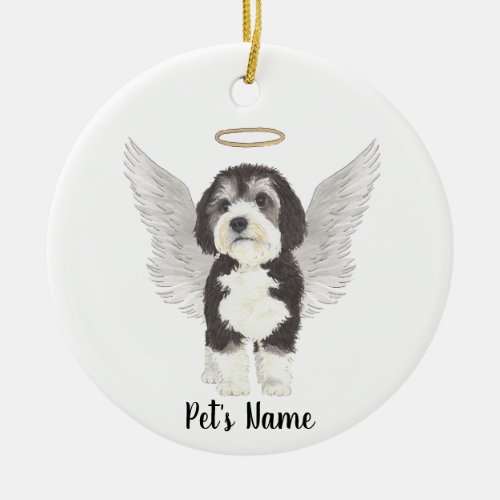 Bernedoodle Dog Sympathy Memorial  Ceramic Ornament