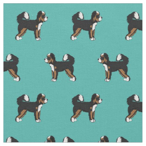 Bernedoodle dog turquoise fabric
