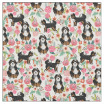 Bernedoodle dog vintage florals cream fabric