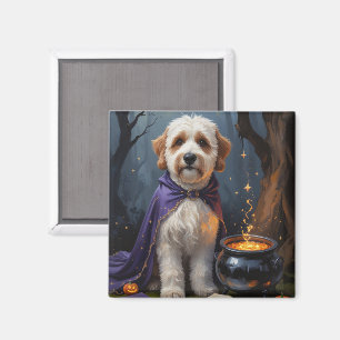 Bernedoodle Dog Whimsical Halloween Painting Magnet