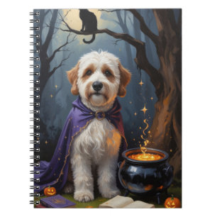 Bernedoodle Dog Whimsical Halloween Painting Notebook