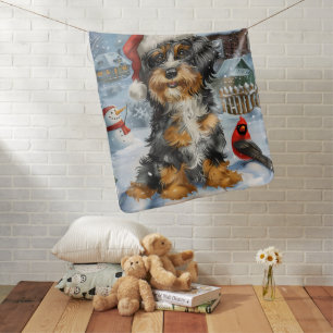 Bernedoodle Dog Winter Wonderland Christmas Baby Blanket