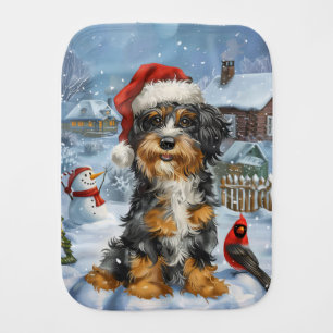 Bernedoodle Dog Winter Wonderland Christmas Baby Burp Cloth