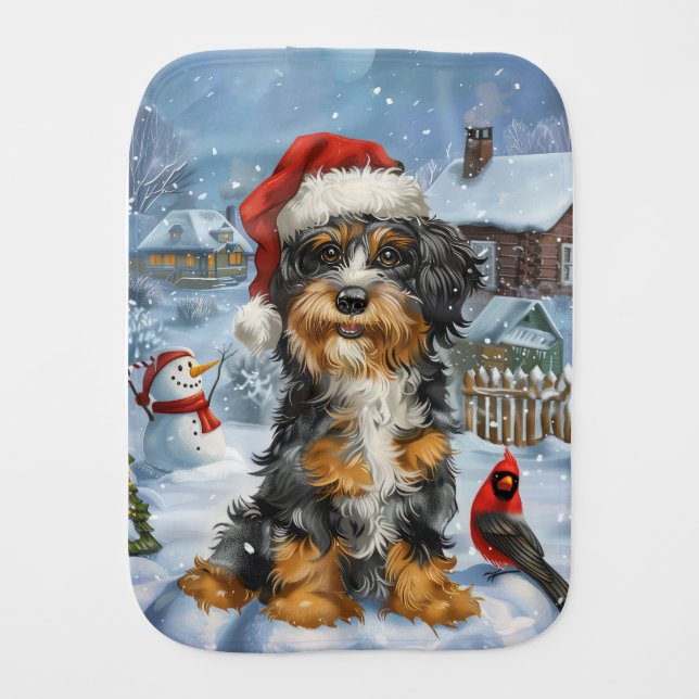Bernedoodle Dog Winter Wonderland Christmas Baby Burp Cloth (Front)
