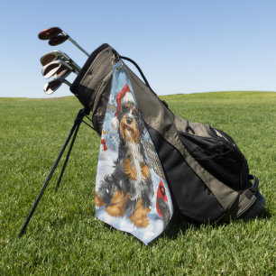 Bernedoodle Dog Winter Wonderland Christmas Golf Towel