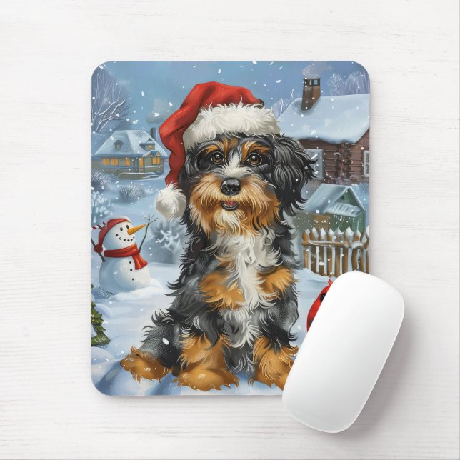Bernedoodle Dog Winter Wonderland Christmas Mouse Pad (With Mouse)