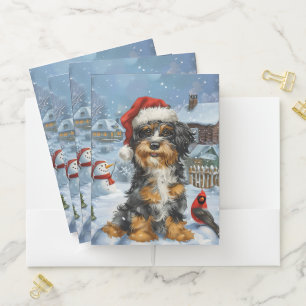 Bernedoodle Dog Winter Wonderland Christmas Pocket Folder