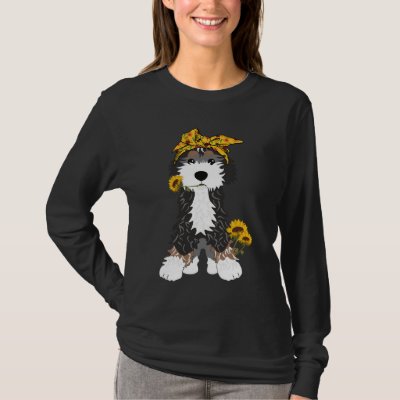 Bernedoodle Dog With Sunflowers T-Shirt