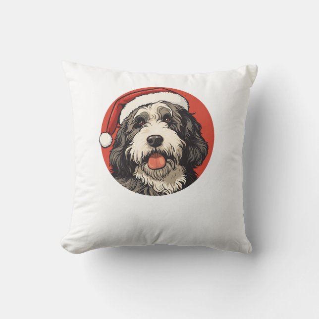 Bernedoodle Dog Xmas Doodle Dood Cute Christmas Be Throw Pillow (Front)