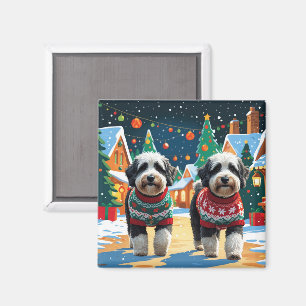 Bernedoodle Dogs Christmas Snow Holiday Magnet