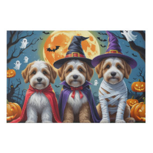 Bernedoodle Dogs Pumpkin Halloween Funny Faux Canvas Print