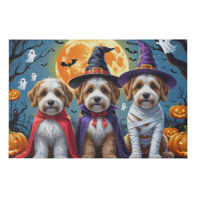 Bernedoodle Dogs Pumpkin Halloween Funny Faux Canvas Print (Front)