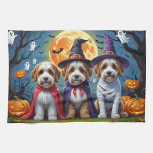 Bernedoodle Dogs Pumpkin Halloween Funny Kitchen Towel