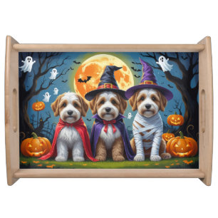 Bernedoodle Dogs Pumpkin Halloween Funny Serving Tray