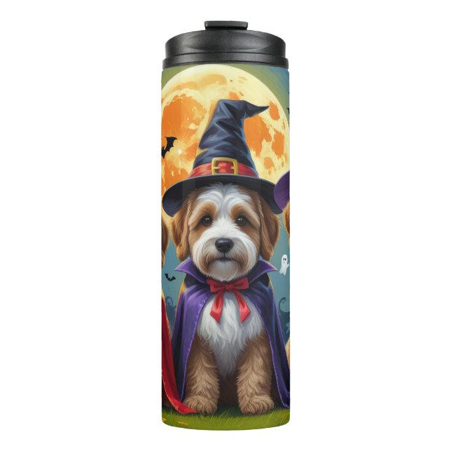 Bernedoodle Dogs Pumpkin Halloween Funny Thermal Tumbler (Front)