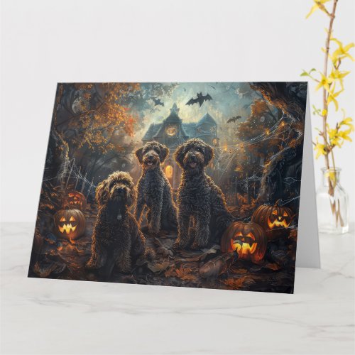 Bernedoodle Halloween Night Doggy Delight  Card