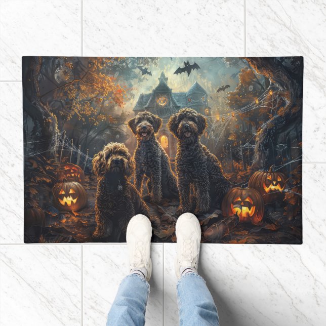 Bernedoodle Halloween Night Doggy Delight  Doormat (Indoor)