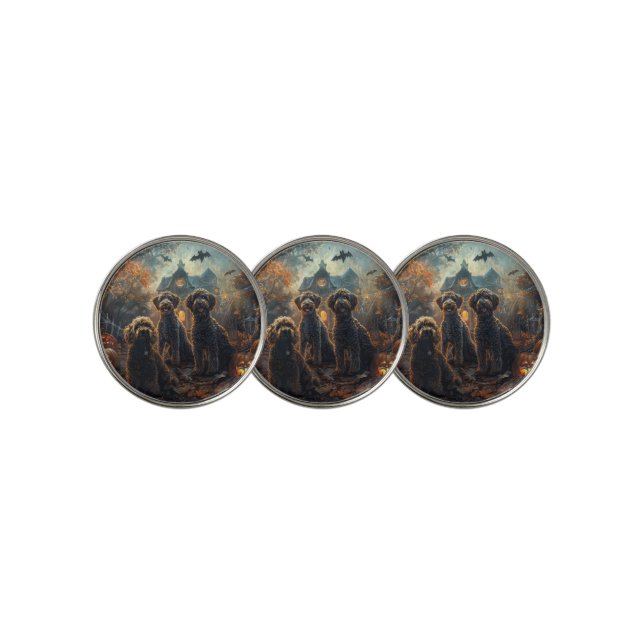 Bernedoodle Halloween Night Doggy Delight  Golf Ball Marker (3 Up)