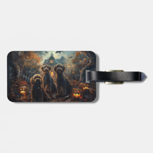 Bernedoodle Halloween Night Doggy Delight Luggage Tag
