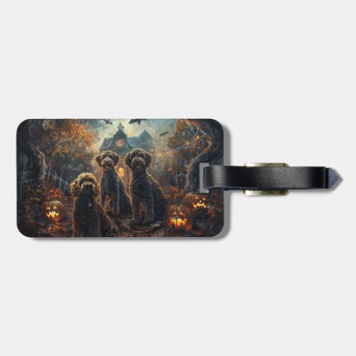 Bernedoodle Halloween Night Doggy Delight  Luggage Tag