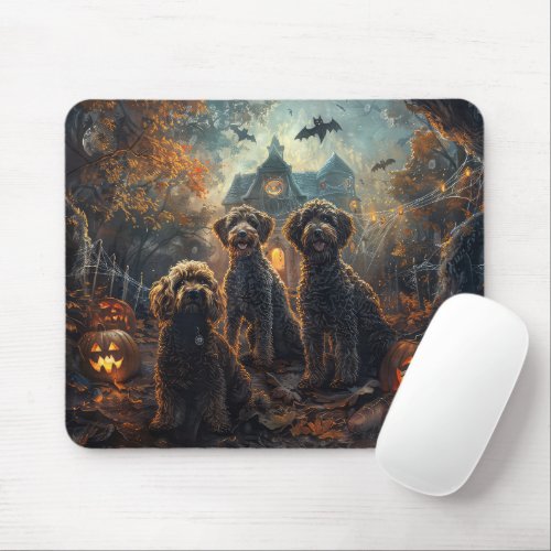 Bernedoodle Halloween Night Doggy Delight  Mouse Pad