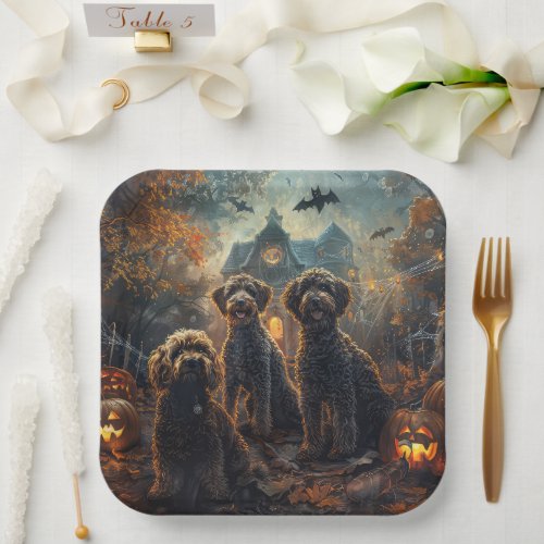 Bernedoodle Halloween Night Doggy Delight  Paper Plates