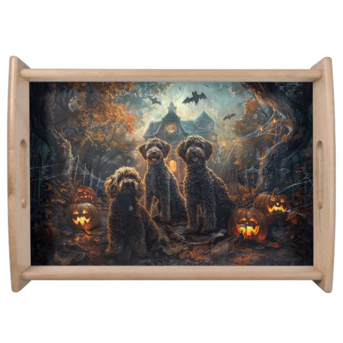 Bernedoodle Halloween Night Doggy Delight  Serving Tray