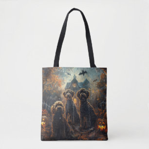 Bernedoodle Halloween Night Doggy Delight Tote Bag