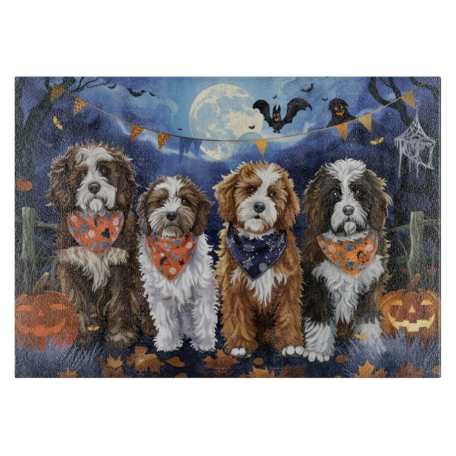 Bernedoodle Halloween Spooky Cutting Board (Front)