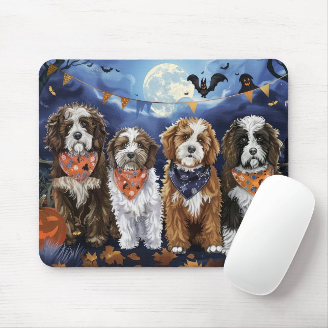 Bernedoodle Halloween Spooky Mouse Pad (With Mouse)