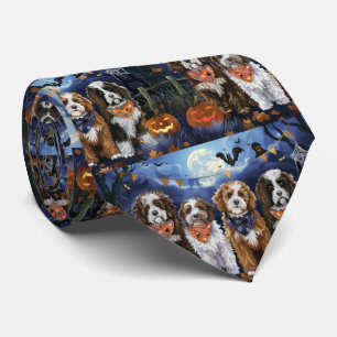 Bernedoodle Halloween Spooky Neck Tie