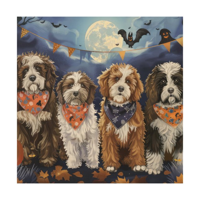 Bernedoodle Halloween Spooky Wood Wall Art (Front)