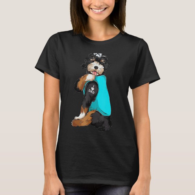 Bernedoodle I Love Dad Tattoo Apparel Dog Dad  Dad T-Shirt (Front)