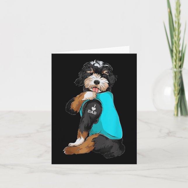 Bernedoodle I Love Dad Tattoo Apparel, Dog Dad Gif Card (Front)