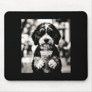 Bernedoodle Iced Coffee Photo Funny Dog Lover Art Mouse Pad