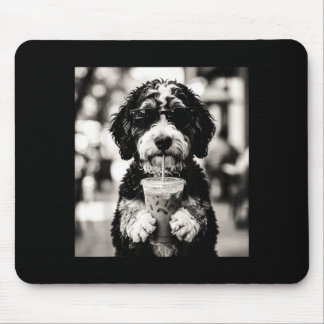 Bernedoodle Iced Coffee Photo Funny Dog Lover Art Mouse Pad