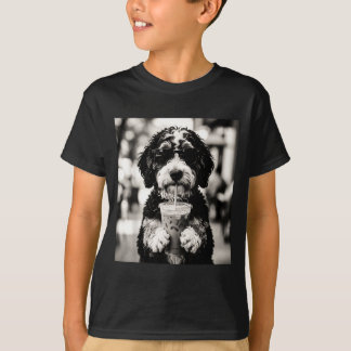 Bernedoodle Iced Coffee Photo Funny Dog Lover Art T-Shirt