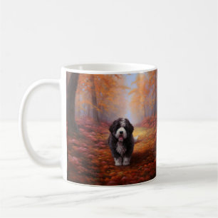 Bernedoodle in Autumn Leaves Fall Inspire  Coffee Mug