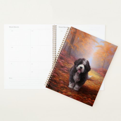 Bernedoodle in Autumn Leaves Fall Inspire  Planner