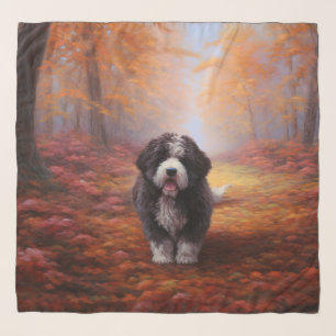 Bernedoodle in Autumn Leaves Fall Inspire  Scarf