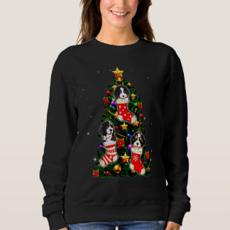 Bernedoodle In Sock Christmas Tree Xmas Lights Xma Sweatshirt