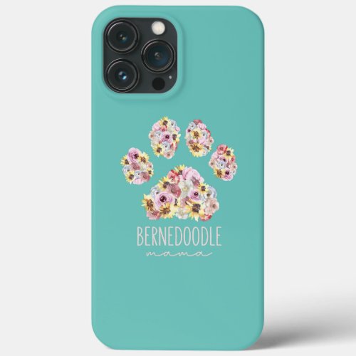 Bernedoodle Mama Floral Paw Dog Mom  iPhone 13 Pro Max Case