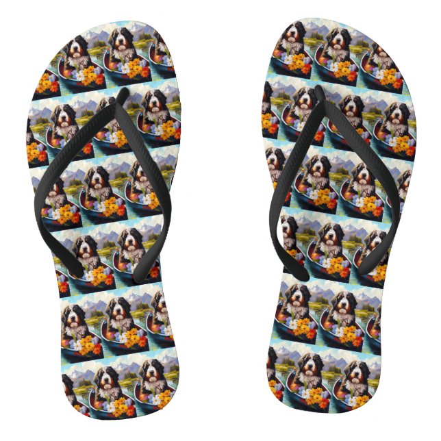 Bernedoodle on a Paddle: A Scenic Adventure Flip Flops (Footbed)