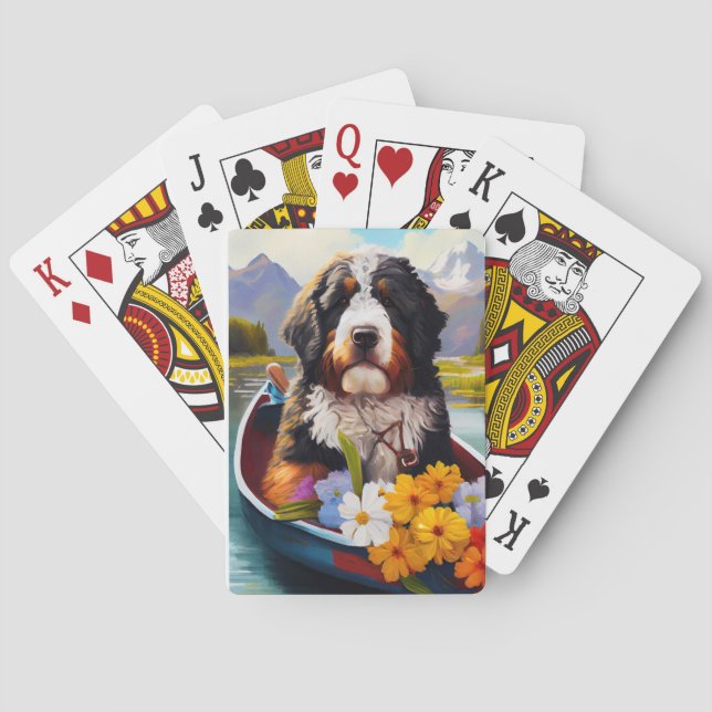Bernedoodle on a Paddle: A Scenic Adventure Poker Cards (Back)