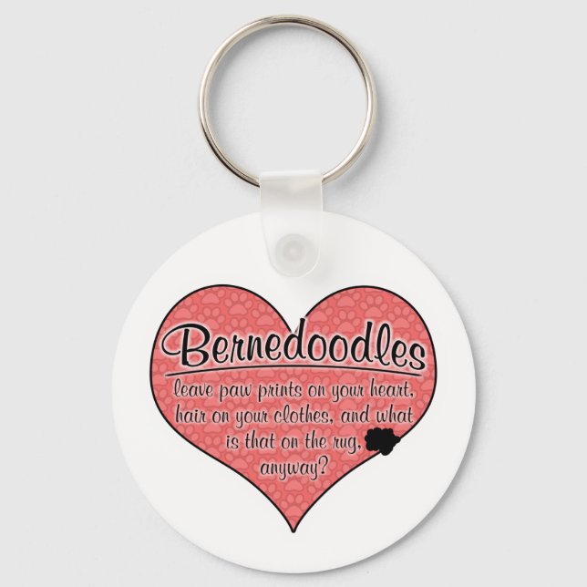 Bernedoodle Paw Prints Dog Humor Keychain (Front)
