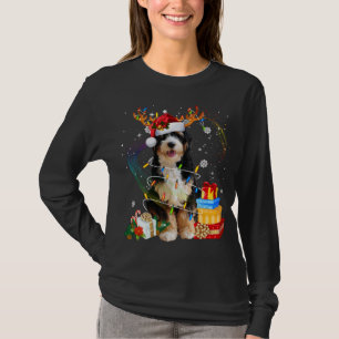 Bernedoodle Reindeer Christmas Lights Funny Dog Xm T-Shirt